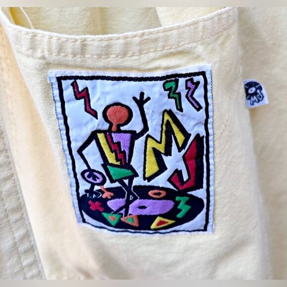 Vintage Retro 80s Michael Jackson Yellow Oversized Duster Trench Coat~M~ - Picture 3 of 7